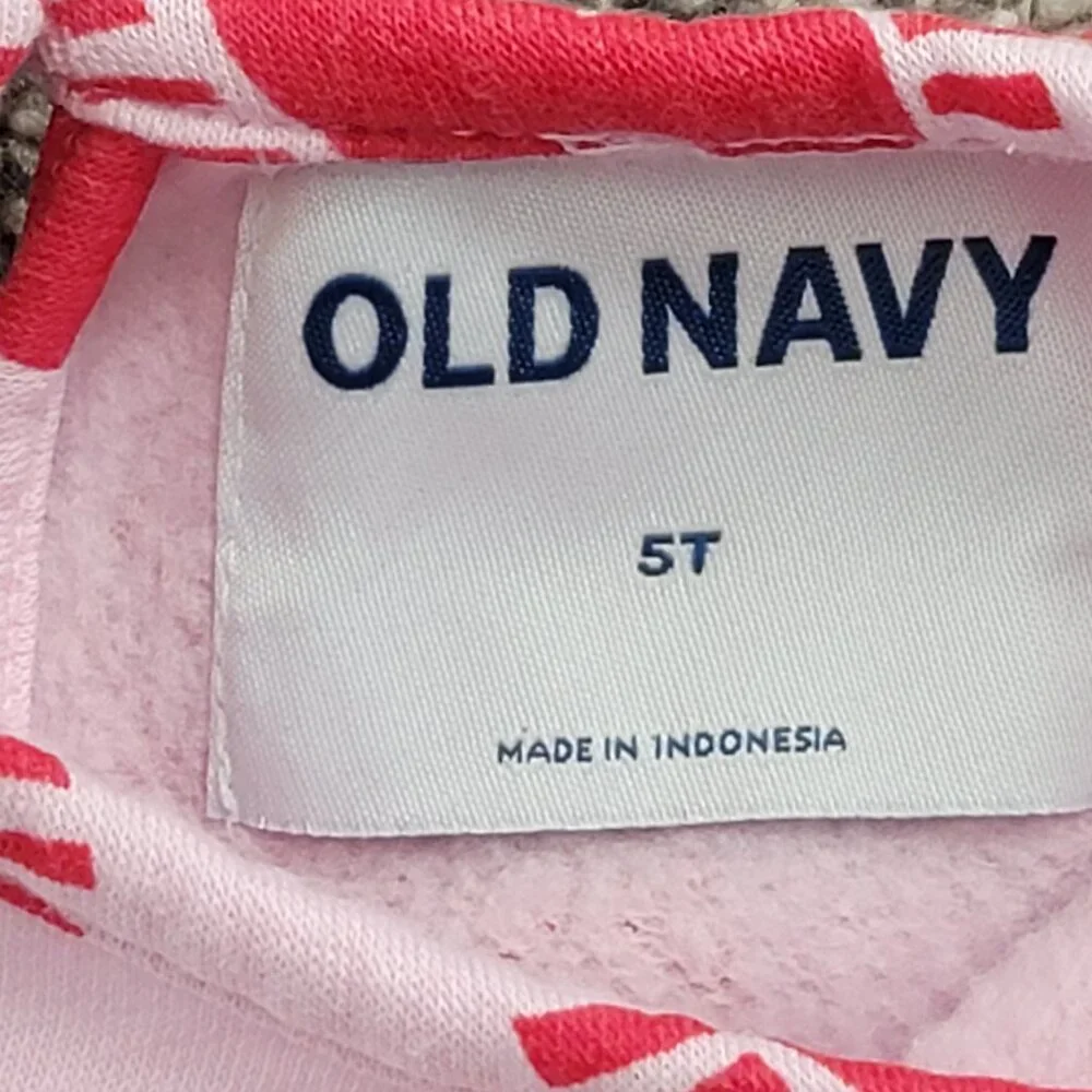 Girls Old Navy Pink Cozy Dress with Red Hearts 5T